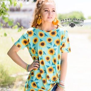 Crazy Train Sassy Sunflower Knot Top